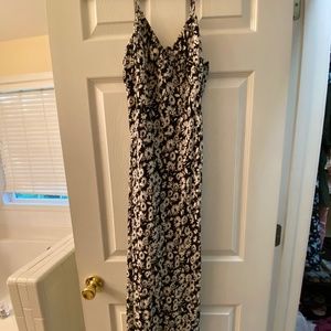 Black and white floral midi dress